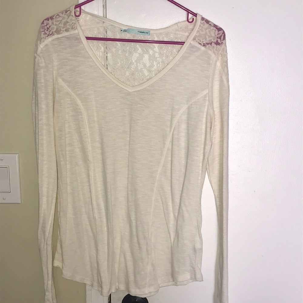 Super Cute! Cream Lace Maurices Shirt